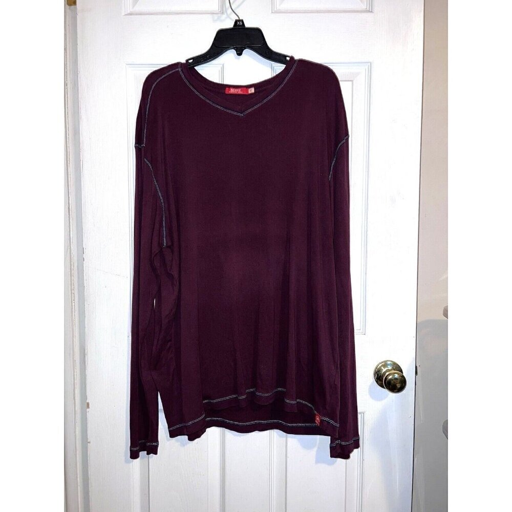 AGAVE Crewneck L/S Mens Standard Fit BROWN Cotton Santa Clara Pullover Shirt 1X